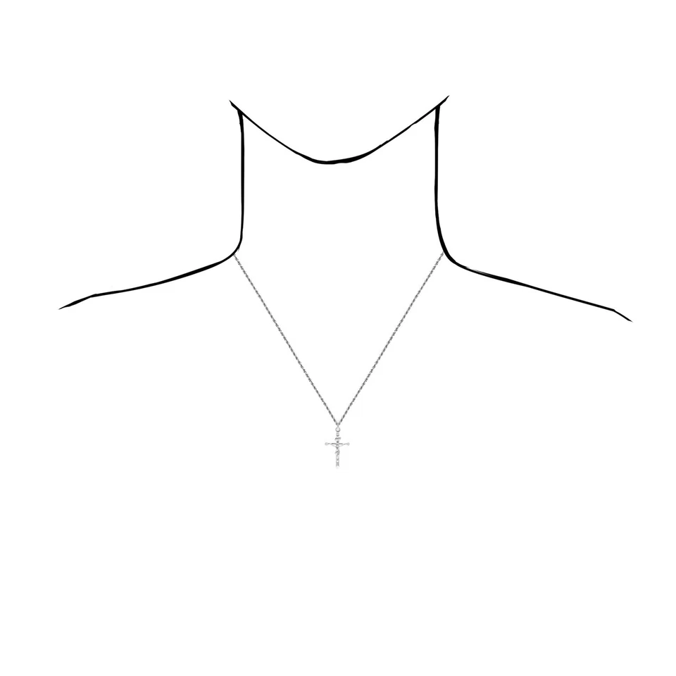 Colgante religioso cruz crucifijo oro blanco 14K INRI Foto 2 de 4