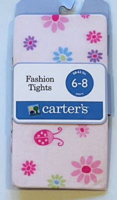 New Pink Vintage Carter's Flowers & Ladybugs Tights Easter Sz 4 5 6 7 8 NIP NWT