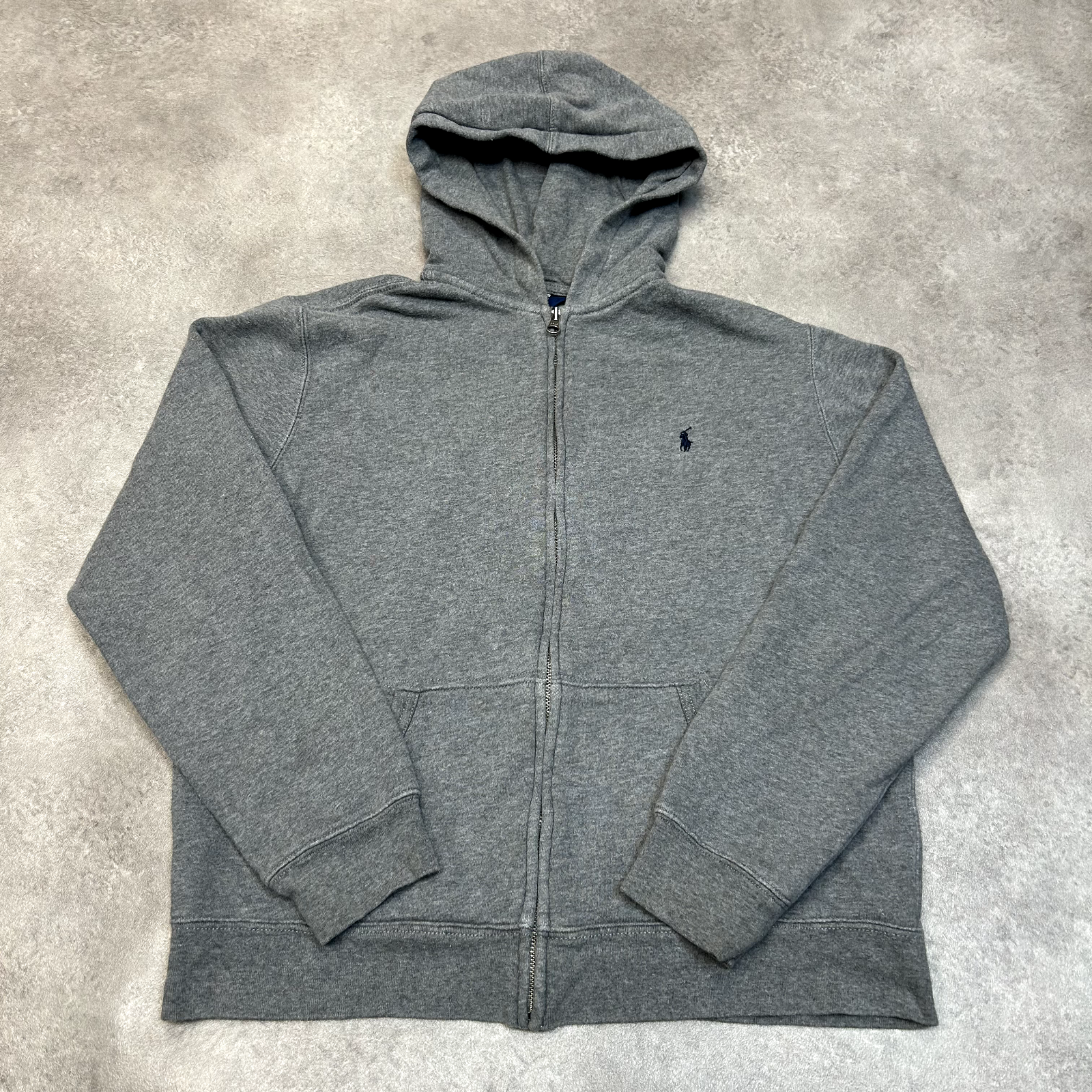 Polo Ralph Lauren Felpa con Cappuccio Donna XL Small Pony Full Zip Felpa Sportiva Grigio