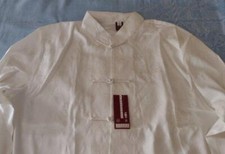 NIP Vintage Silky Damask Oriental Night Shirt Blouse Creamy Ivory XXL Jacket