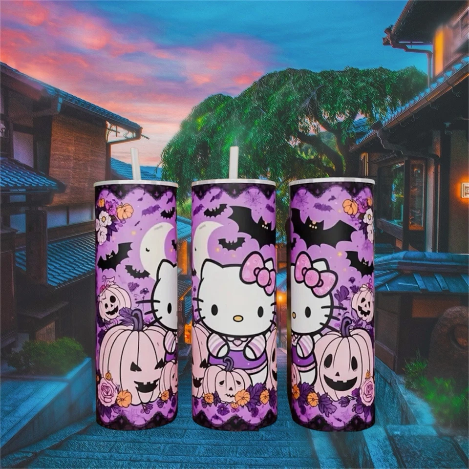 Супер милый Hello Kitty Хэллоуин из нержавеющей стали дорожная кружка с безопасной крышкой - Изображение 3 из 4