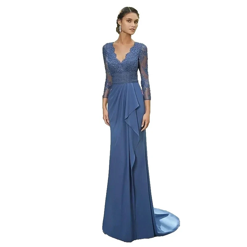 Vaina de manga larga de chifón Vestidos de novia