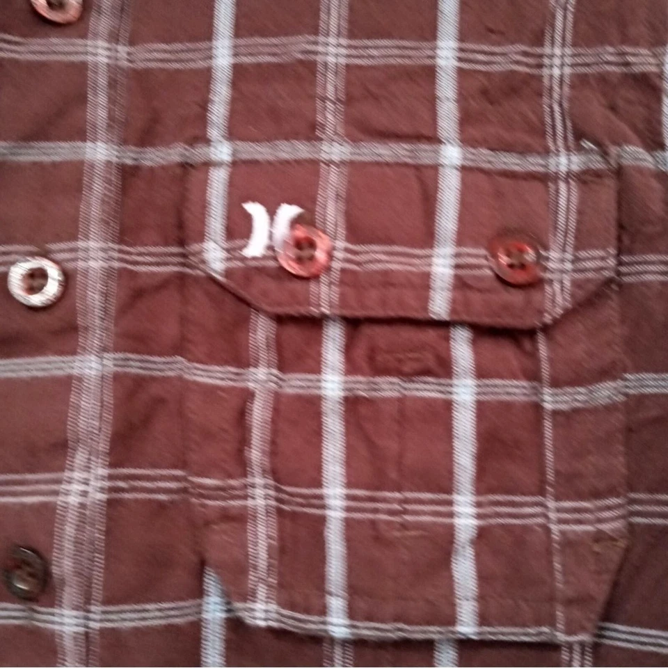 Camisa Hurley Boys Talla 5 Borgoña Ventana Abotonada 100% Algodón Foto 4 de 4