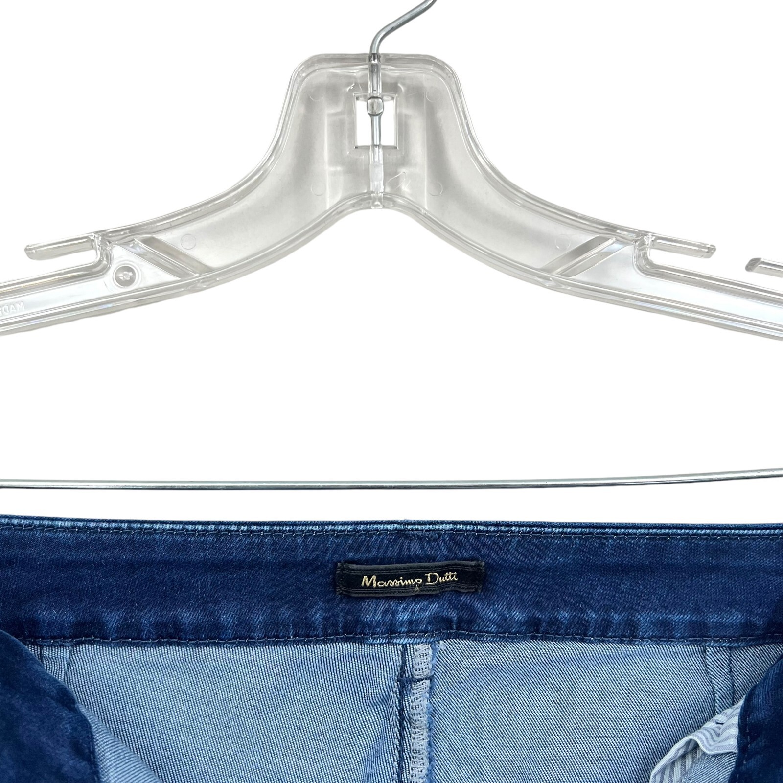 Massimo Dutti Womens Jeans Crop Wide Leg Stretch Slash Pockets Blue Sz 8 thumbnail 4