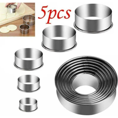 5 Metall Runde Ausstechform Keksausstecher Edelstahl Kreisform Backen Gebäck DIY - Bild 1 von 4