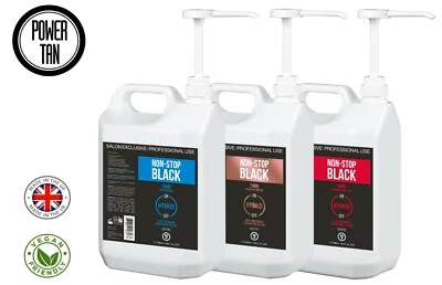 Power Tan Non-Stop Black UV Sunbed Tanning Accelerator 3785ml inc. Cups and Lids