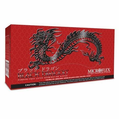 Microflex Black Dragon Powder Free Black Latex Exam Gloves - Extra-Large