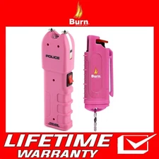 POLICE Stun Gun Burn Pepper Spray Combo Women Self Defense 928 Pink