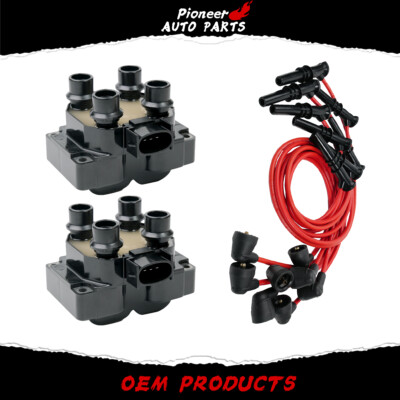 2X Ignition Coil+8 Spark Plug Wire Pack For Ford F150 F250 Lincoln Mercury FD487