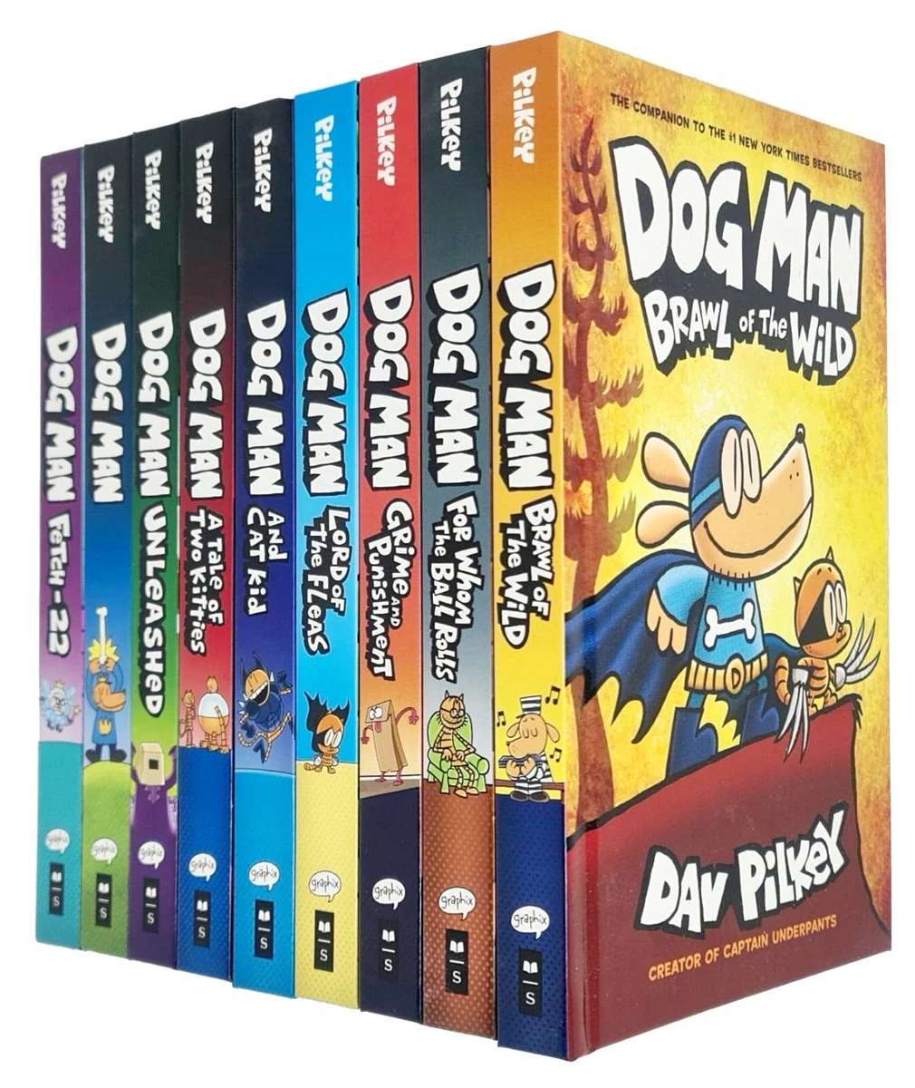 Dog Man Series 9 Books Collection Set by Dav Pilkey Grime , English