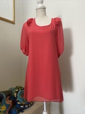 New ASOS Dress Sheer 3/4 Sleeve Coral Lined  Women Size 2
