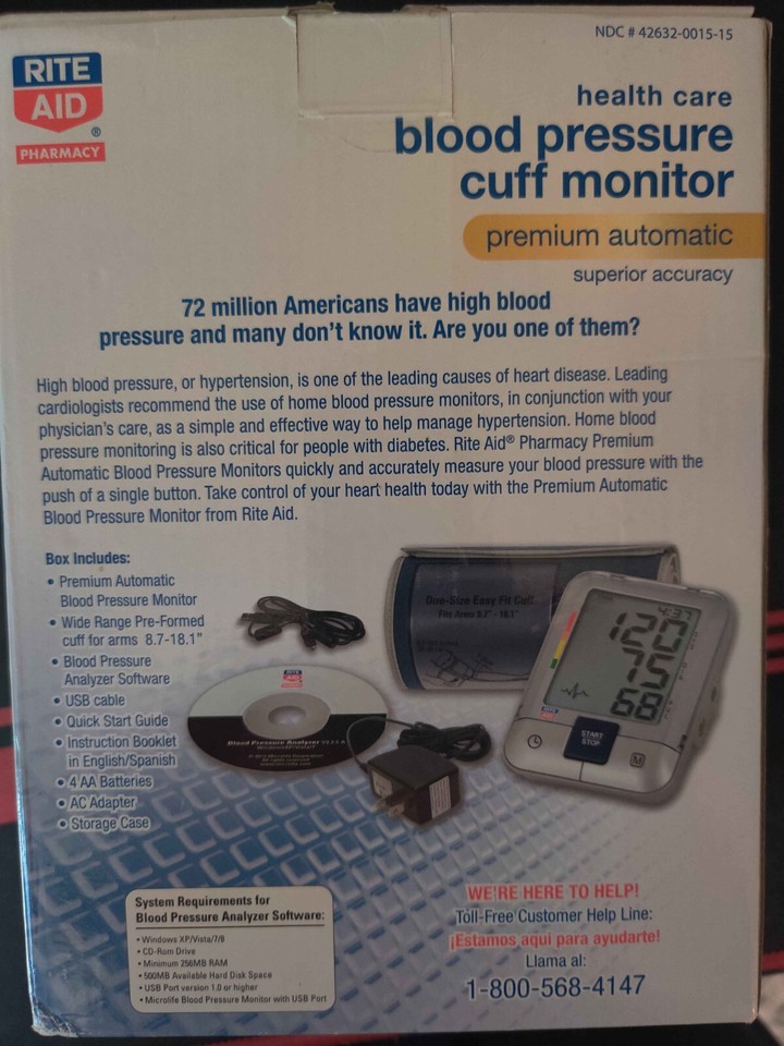 Rite Aid Premium Automatic Blood Pressure Cuff Monitor Superior