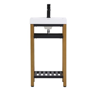 Elegant Decor Raya 18'' SIngle Bathroom Metal Vanity, Golden Black - VF14018GB
