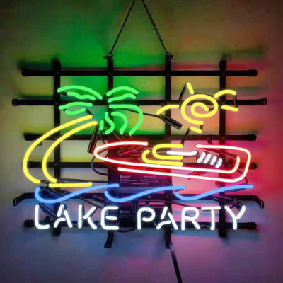 Lake Party Neon Signs For Home Bar Pub Man Cave Party Home Room Wall Decor 19x15