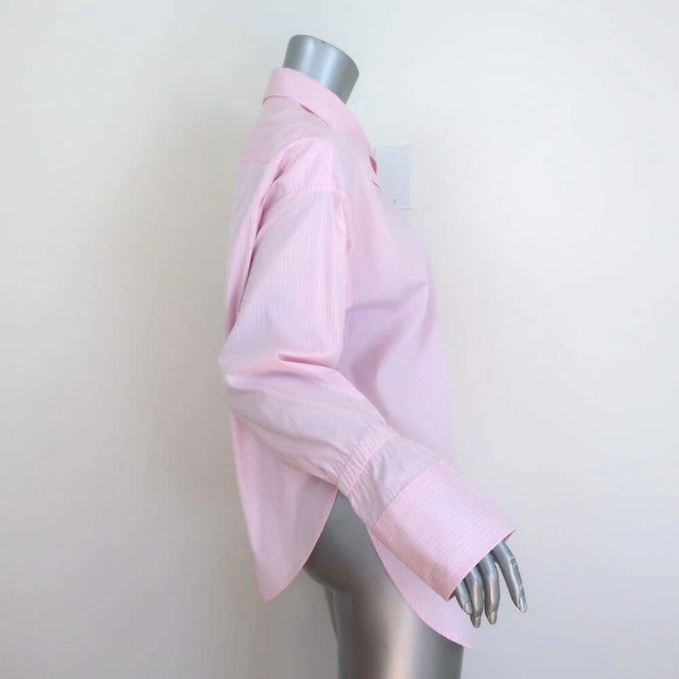 A.L.C. Camisa Manga Campana Monica Rosa Rayas Algodón Talla 0 Top Manga Larga NUEVA Foto 4 de 4