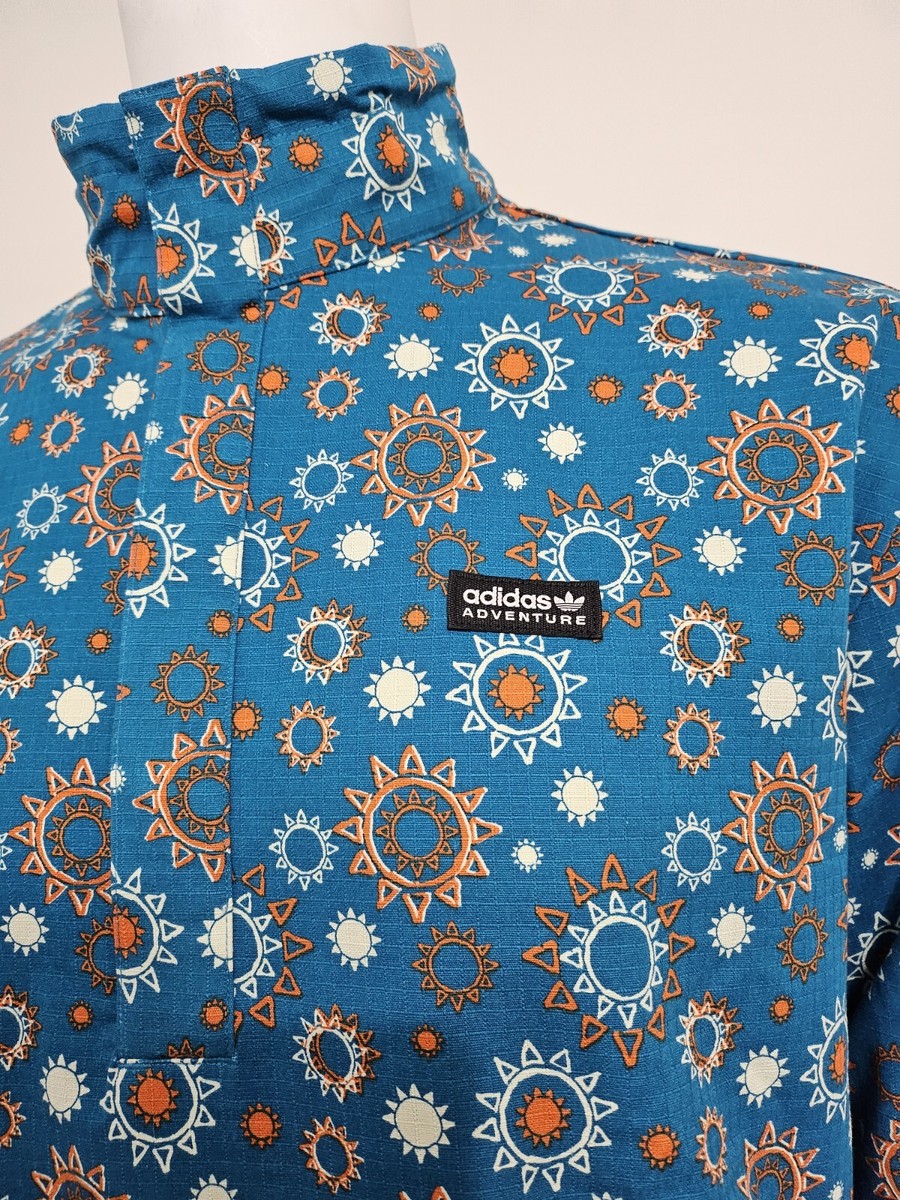 adidas 水色 チェック柄 レインウェア adidas Men's Adventure Nature Awakening Allover Print