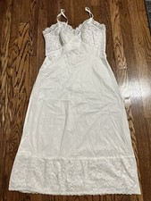 Vintage Vanity Fair Midi White Slip With Lace trim Bust 36 Pinup