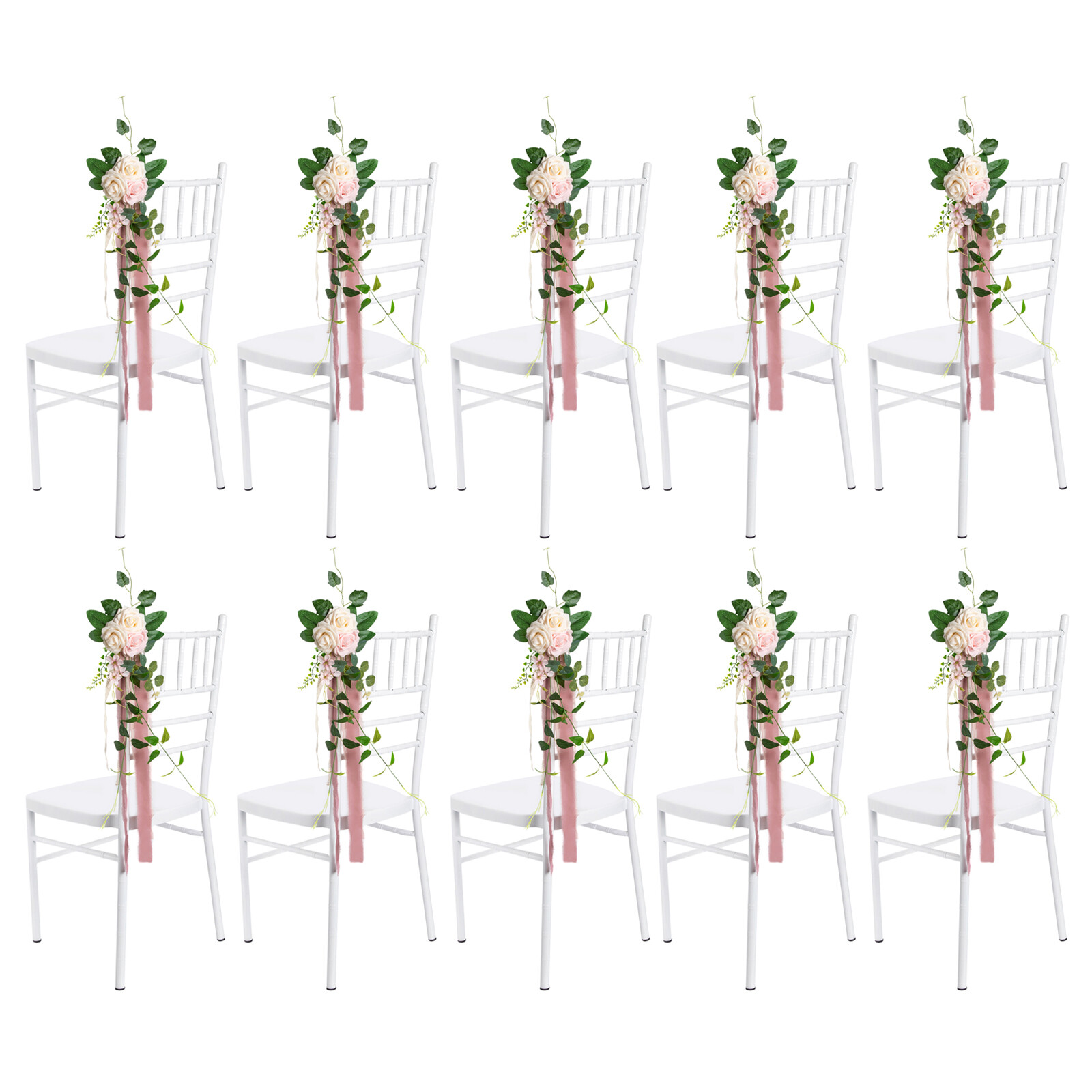 10PCS Pew Flowers Artificial Flowers & Ribbons for Church Chair