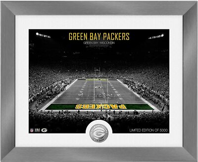 NFL Highland Mint Green Bay Packers Art Deco Stadium Silver Coin Bild 40x33cm