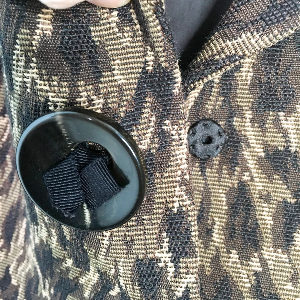 Chaqueta Blazer Tahari Mujer Marrón Estampado Guepardo Hasta la Cintura Forrada Botones 4 Nueva Foto 3 de 4