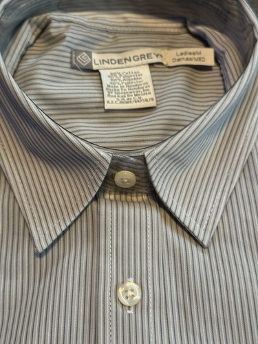 NWT Linden Grey Women’s Medium Dress Shirt - Light Grey - Picture 1 of 3