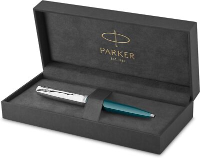 Parker 51 Kugelschreiber türkisblauer Schaft mit Chromrand mittlere Spitze mit 