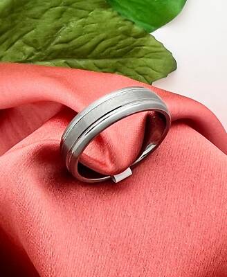 Benchmark Men's Grey Tungsten Wedding Band- Size 13- 7mm Wide- Grooved