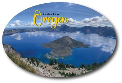 Oregon Crater Lake Cascade Mountain State Oval Magnet Decal, 4x6 inch