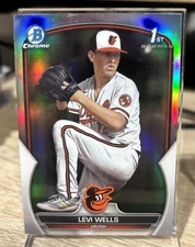 2023 1st Bowman Draft Chrome Refractor Levi Wells Orioles Bdc-92