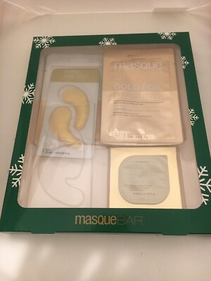 Masque Bar Gold Foil 3 Pc Skincare Kit Sheet Peel Off Mask Hydro Eyes Facecare
