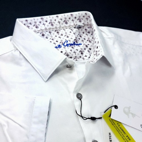 Robert Graham 2XL Geometric Diamond Floral Solid White Short Sleeve Sport Shirt - Picture 10 of 12