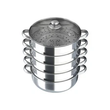 5-Tier Stainless Steel Steamer - Versatile Cooking for Home & Commercial Use