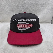 VINTAGE Pioneer Seed Hat Cap Mens Black Red Snapback 90s K-Products USA Farming