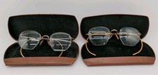 2 Antique B  L / S C 1/10  12 K Gold Filled Eyeglasses Frameless 1930's 