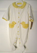 Vintage Carter's Baby Yellow Terrycloth Footed Sleeper Yellow Ducks Sz 3-6 M NEW