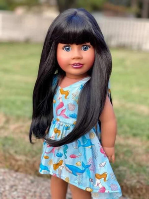 Tiffany JLY #4 Ersatzperücke in Schwarz Größe 11-12" für American Girl 18" Puppen