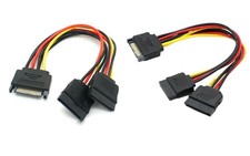 2 PCS 8 Inch SATA Power Extension Cable 15 Pin Male to 2X 15P Female Y Splitter