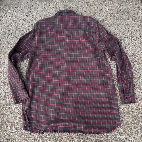 ONE24 Rags XL Unisex Long Sleeves Gray Red 100% Cotton Fringed Oversized Grandpa - Picture 2 of 8