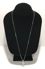 925 Sterling Silver Plain Cross Charm Pendant Necklace 23" Box Chain