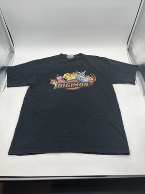Vintage Y2K Digimon Digital Monsters Size Youth XL T-Shirt Black Rare