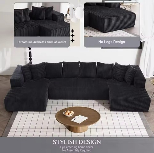 131" Modular Sectional Couch, Boneless Sofa Sleeper Sofa w/Memory Foam - Picture 8 of 8