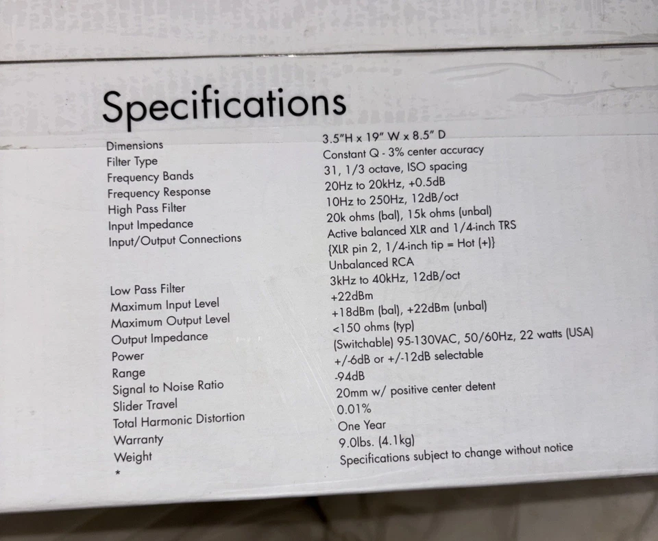 ART EQ355 Dual Channel 31-Band Equalizer NEW IN BOX - Image 4 of 4