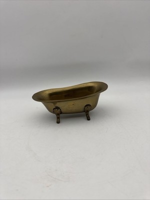 Vintage Brass Clawfoot Bathtub Soap Dish Trinket Bowl Retro Bathroom