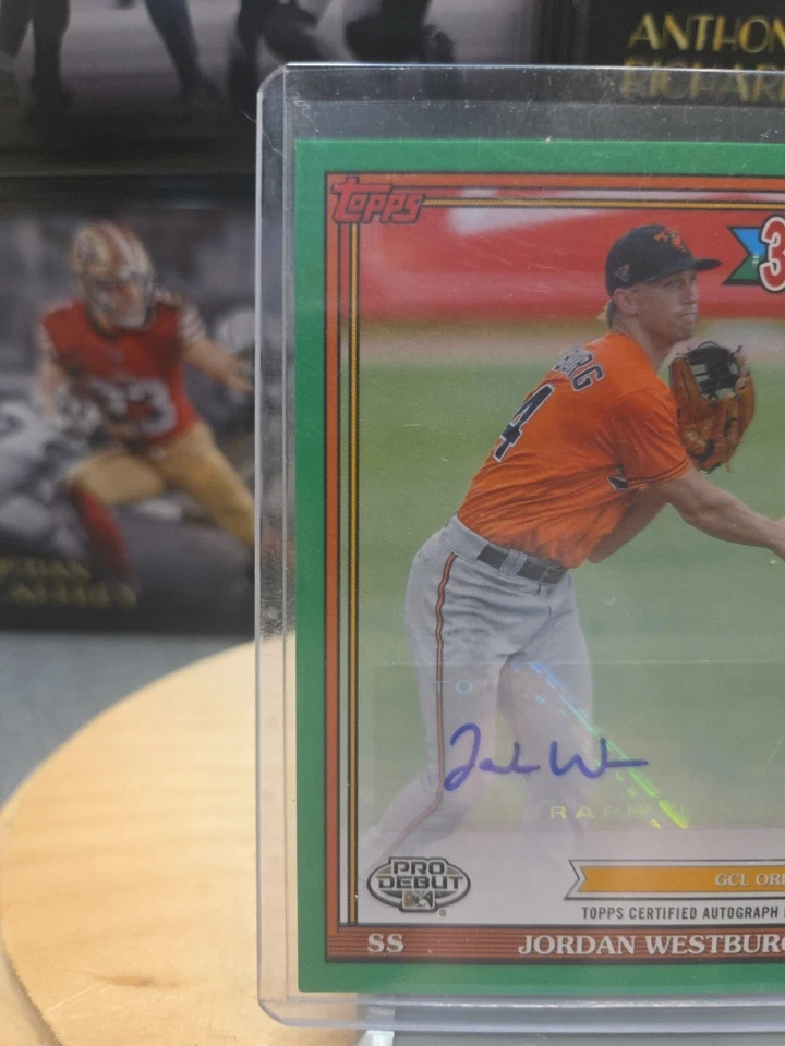 JORDAN WESTBURG 2021 Topps Debut Green DRAFT PICK /99 PD-186 Auto Orioles - Image 2 of 4