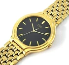 Nice  Pre Owned Seiko Black Dial V701-6K69 Gold Tone Quartz Mens Dress Watch EC