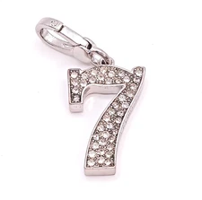 2010 Juicy Couture Charm Pave Lucky Seven Pink Enamel Silver Tone YJRU4058 RARE