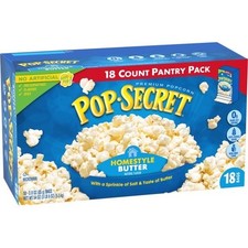 Pop Secret Microwave Popcorn, Homestyle Butter Flavor, 3 Oz Sharing Bags, 18 Ct