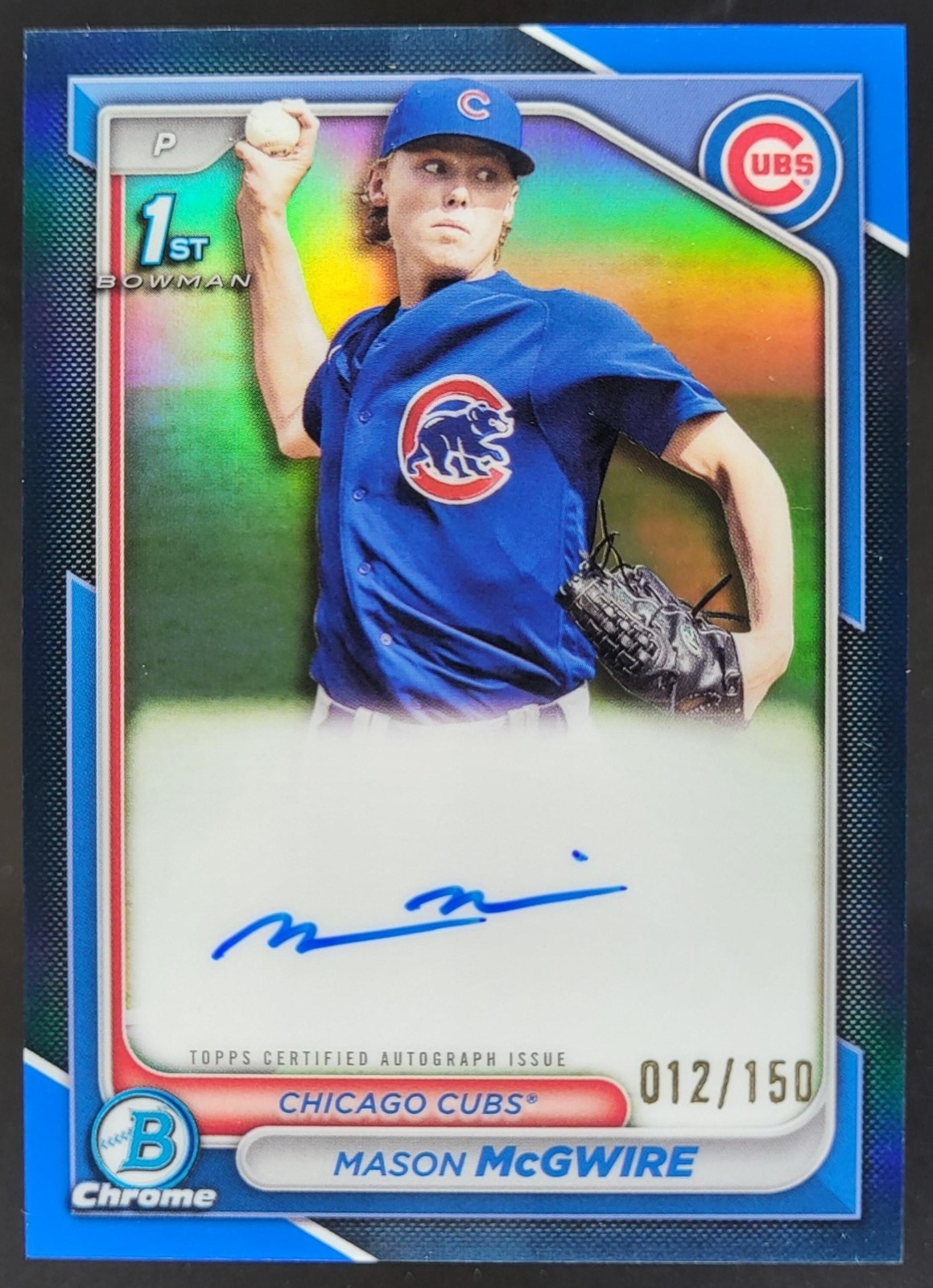 2024 Bowman Chrome Mason McGwire Auto Blue Refractor /150 1st Prospect Cubs RM5