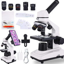 High-Power Compound Microscope 40X-2500X for Students with Slides  Phone Holder