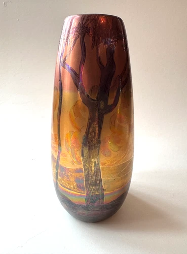 Weller Lasa Art Pottery Vase, Scenic Landscape Trees, 8.5"